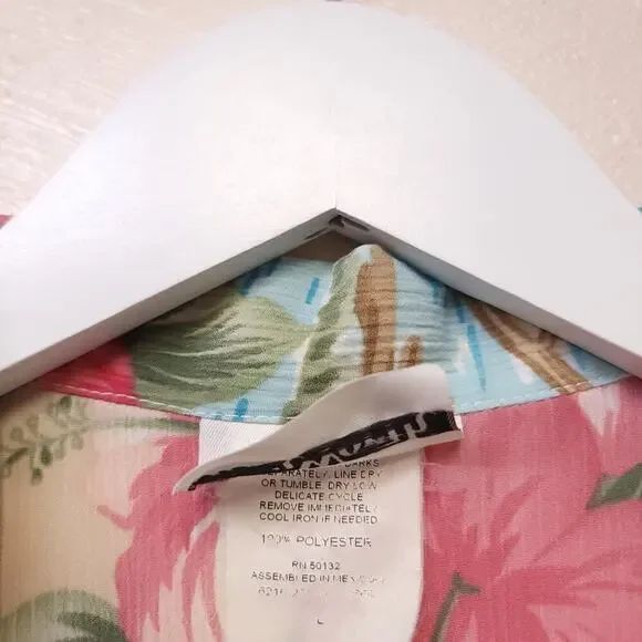 Bonworth Floral Hawaiian Shirt Size L Hibiscus Beach Travel Cruise Vacation​ - Picture 3 of 6